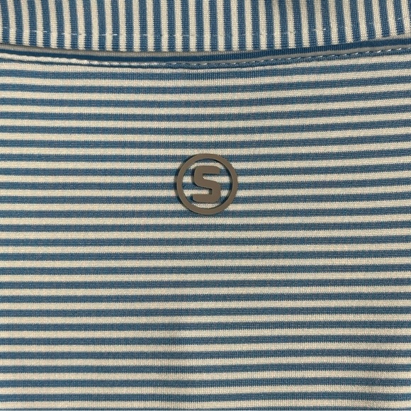 Stitch men's golf polo, XL, blue/white stripe , small logo on front - Picture 9 of 11